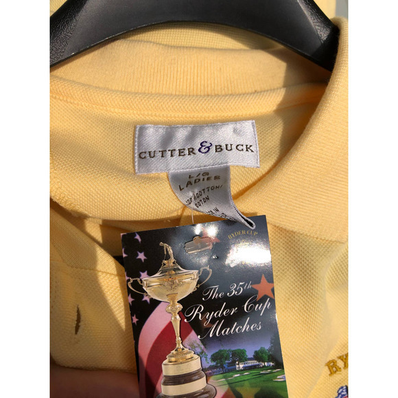 Cutter & Buck 35th‎ Ryder Cup Sleeveless Polo, Yellow, Embroidered, Size L - Picture 3 of 5